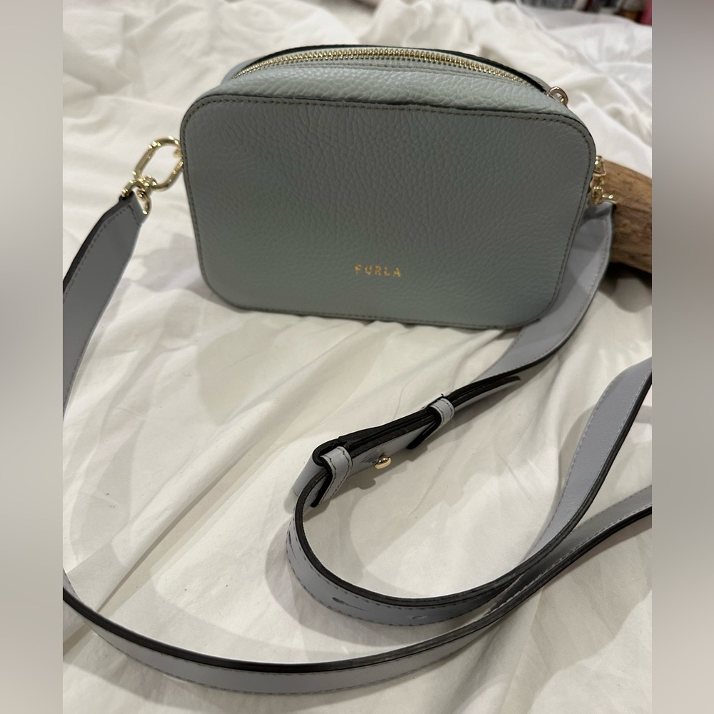 Furla Primula Mini Leather Shoulder Bag Powder Blue